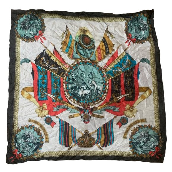 Colorful King of King Knights Emblems Square Scarf Pure Silk By Golden dragon - Picture 1 of 5